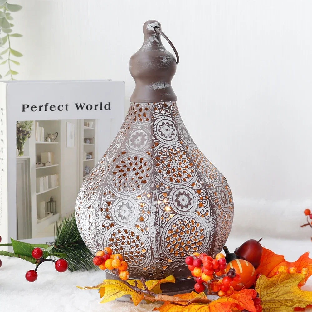 Moroccan Table Lamp Battery Operated Retro Hanging Candle Style Bedside Light Decor