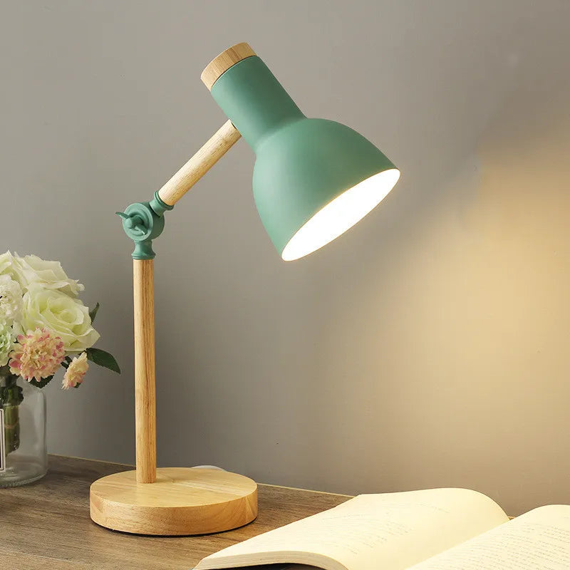 Nordic Wood Table Lamp Eye Care E27 Desk Light Adjustable Bedside Reading Lamp