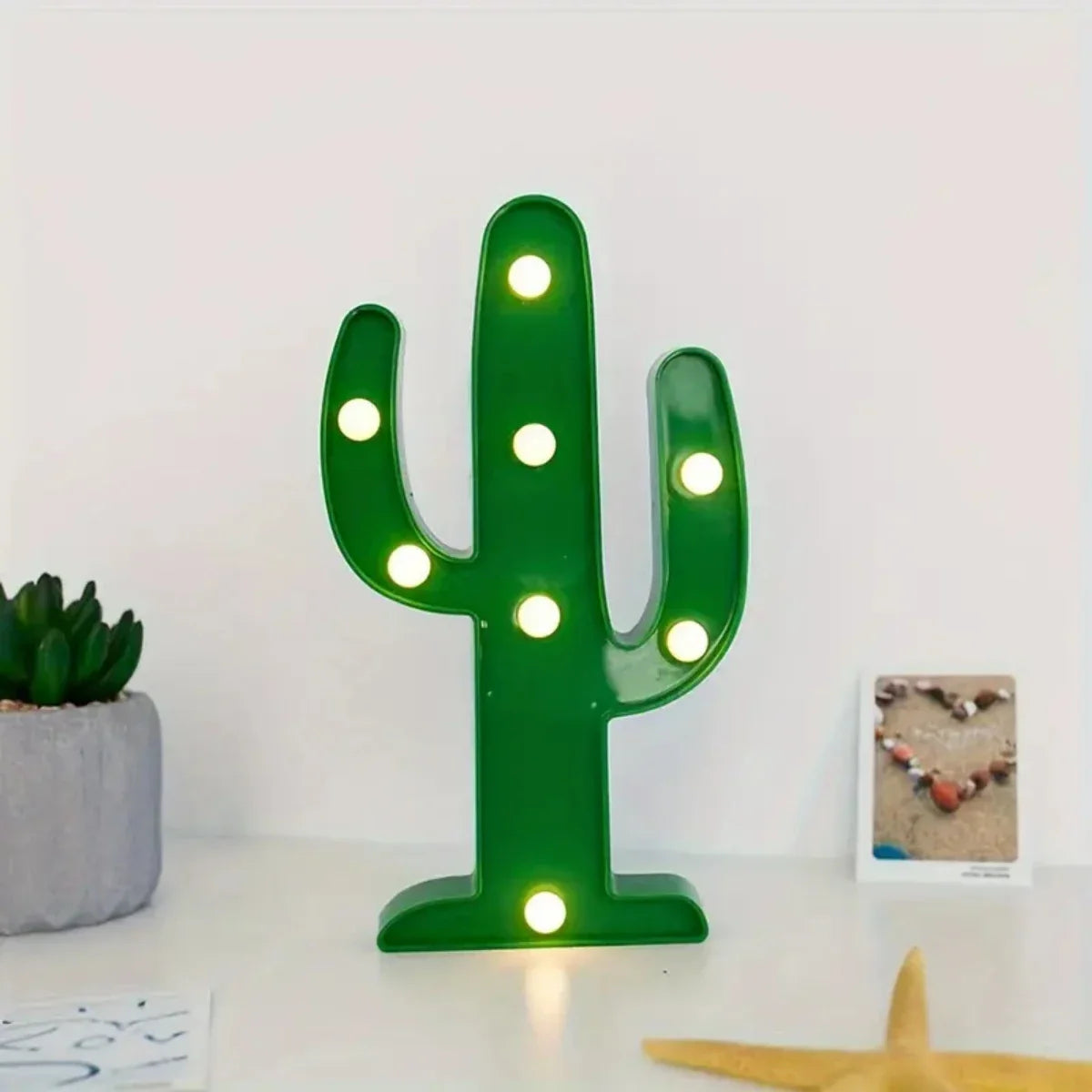 Cactus Night Light Battery Operated Mini Table Lamp Wall Mount Bedroom Decor