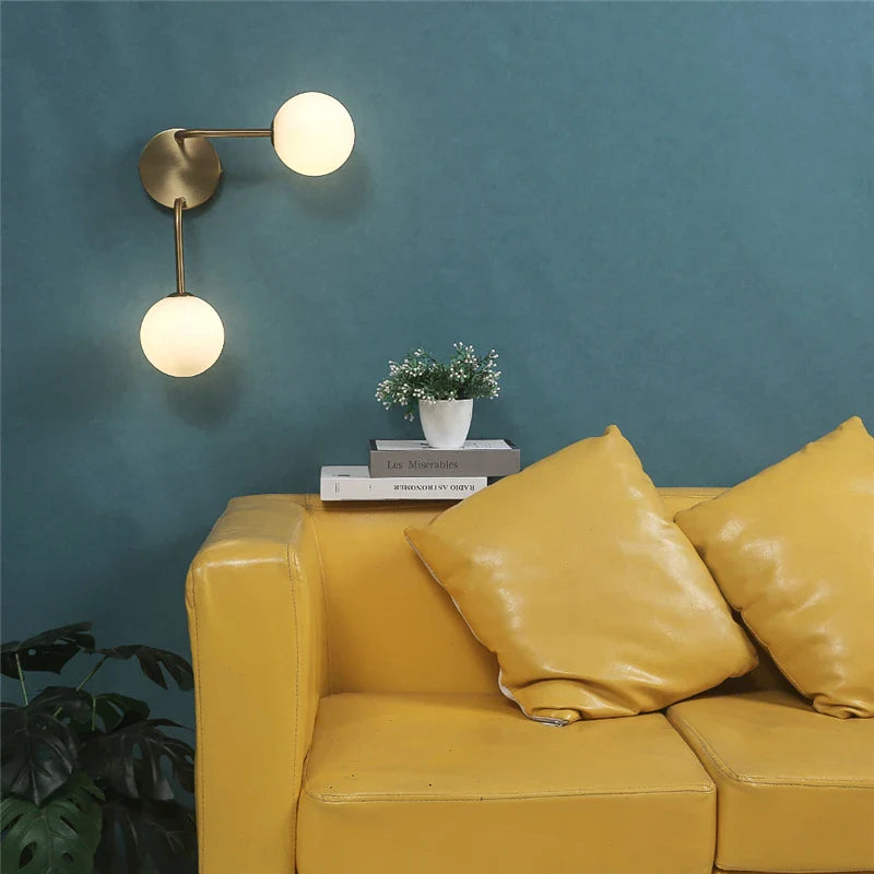 Modern Glass Ball Wall Sconce Bedroom Bedside Living Room Background Light