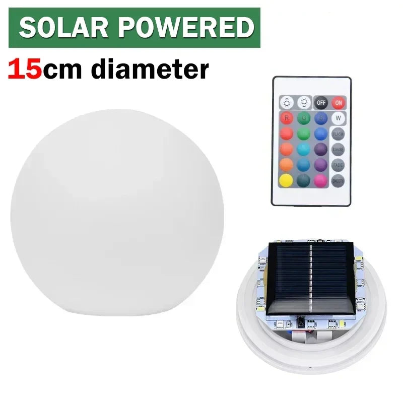 Solar LED Ball Light RGB Outdoor Waterproof Lawn Pool Garden Lamp with Remote