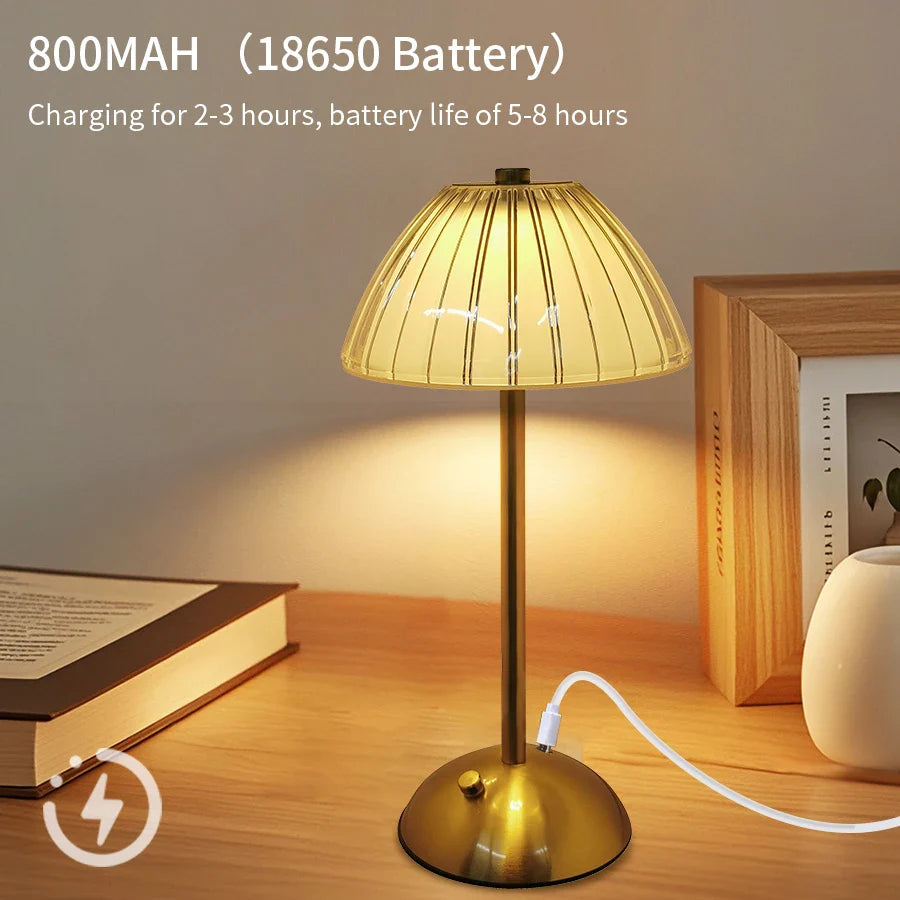 Rechargeable LED Table Lamp – Touch Dimmable Wireless Light for Bedroom & Desk