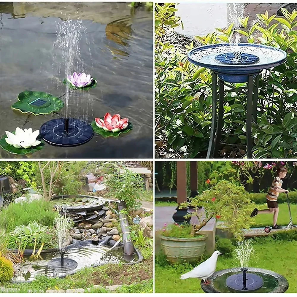 Solar Fountain Pump Floating Bird Bath Water Fountain with 4 Nozzles