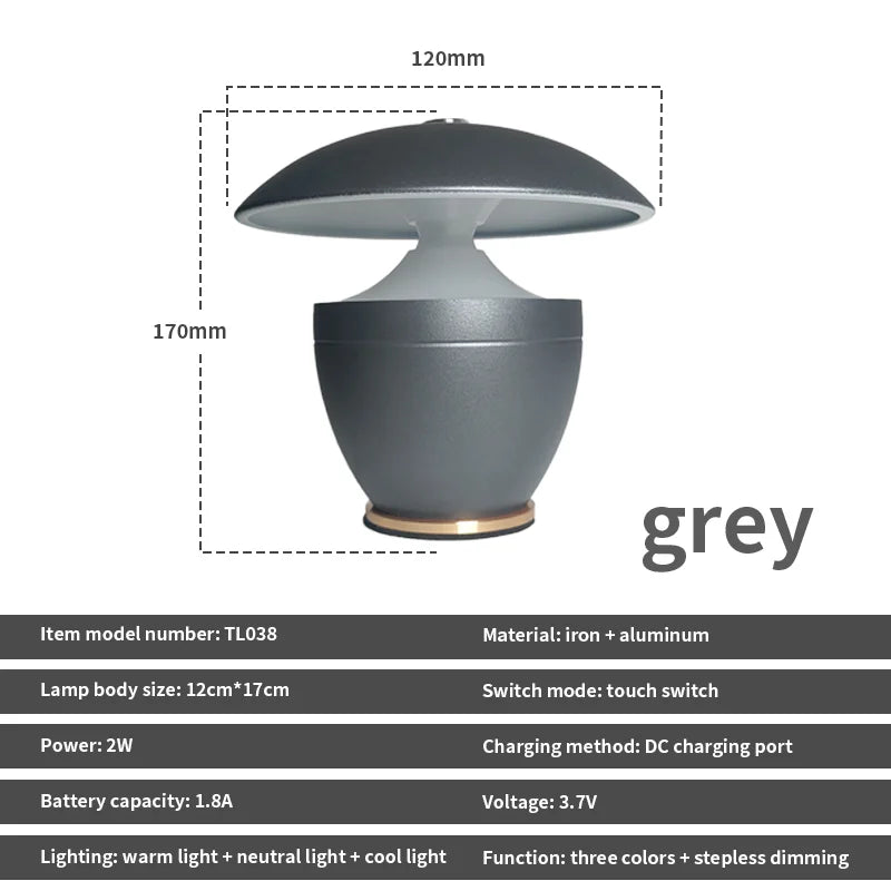 Nordic Battery Powered Dimmable LED Night Table Lamp Small Bedroom Home Decor