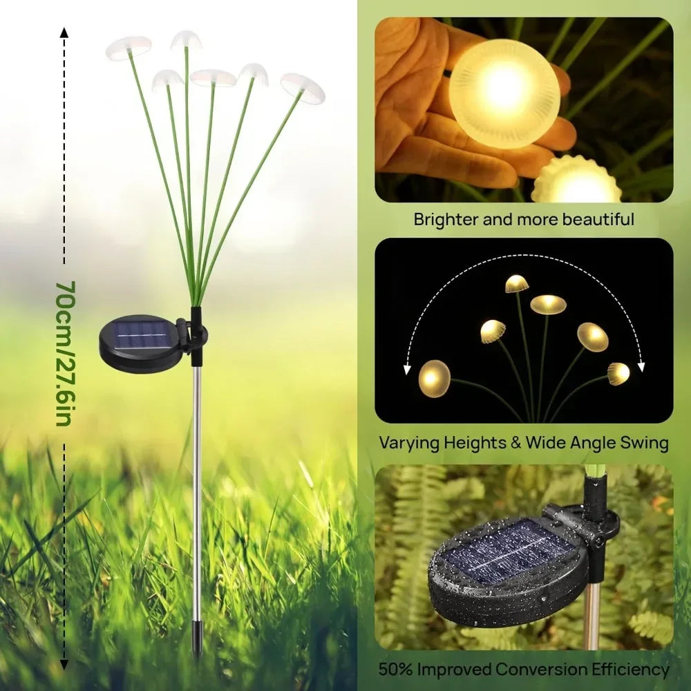 Solar Jellyfish Lights Outdoor LED Mushroom Garden Lights Waterproof Lawn Decor