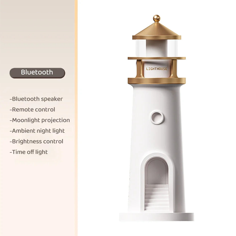 Moon Projection Night Light Lighthouse Lamp Motion Sensor Dimmable Bluetooth Gift