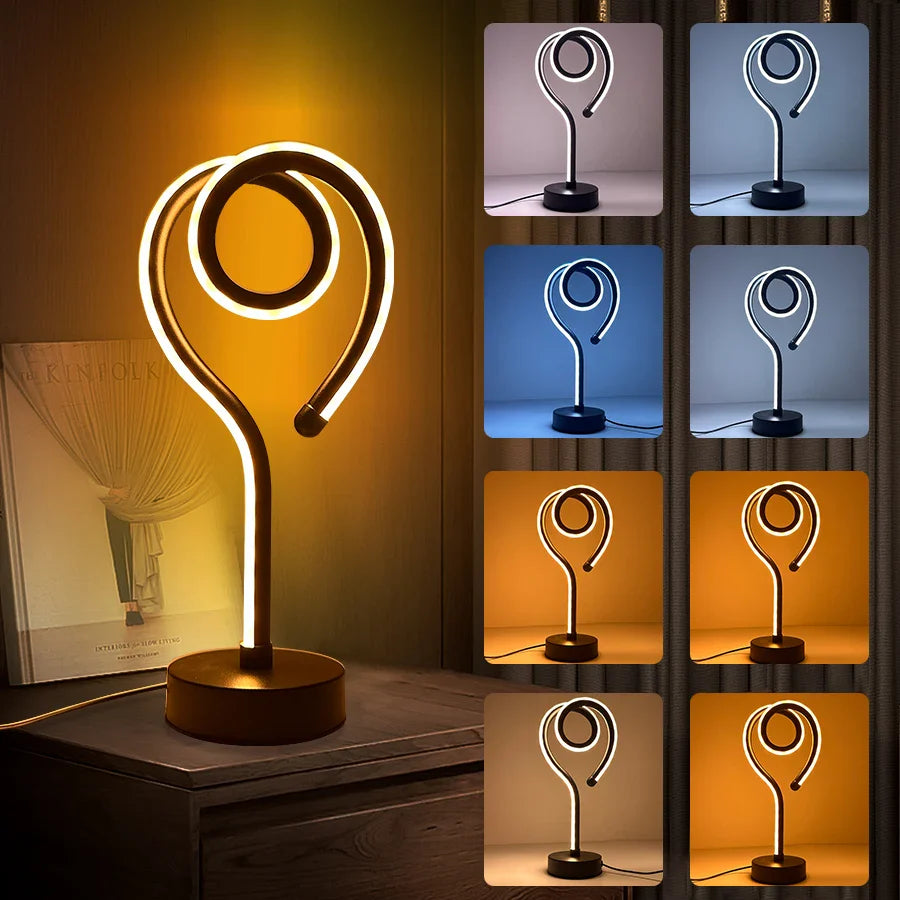 LED Water Ripple Nightlight USB Rechargeable RGB Table Lamp with Remote Control