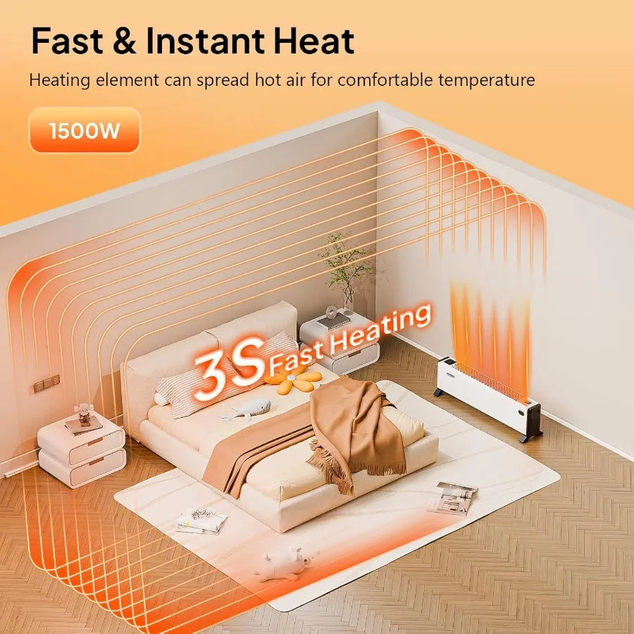32-Inch Electric Baseboard Heater 1500W with Knob Control for Home Indoor Use