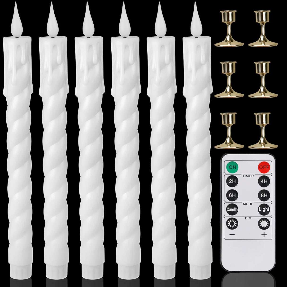 Flameless LED Taper Candles with Remote Flickering Battery Operated Set