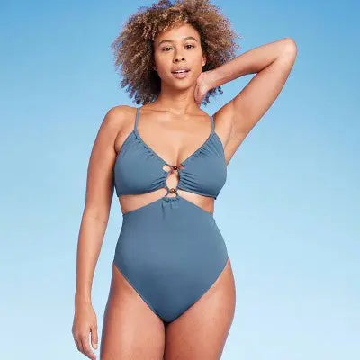 Shade & Shore Women's One Piece Swimsuit Monokini Cut Out Bead Swimwear