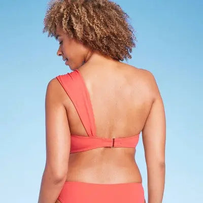 Shade & Shore Women's One Shoulder Bow Tail Bikini Top Swimsuit