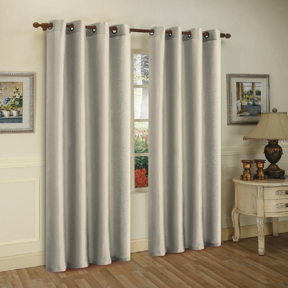 J&V Textiles 2 Panels Solid Grommet Faux Silk Window Curtain Drapes Treatment in 84" Length