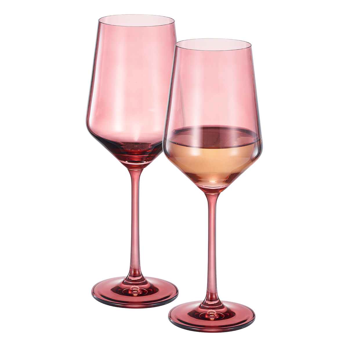 Tonal Stemmed Wine Glassware, Cranberry Red, Set of 2