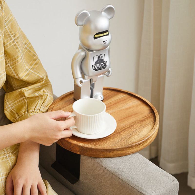 Wood Sofa Arm Tray Table Clip On Couch Armrest Table Walnut Finish