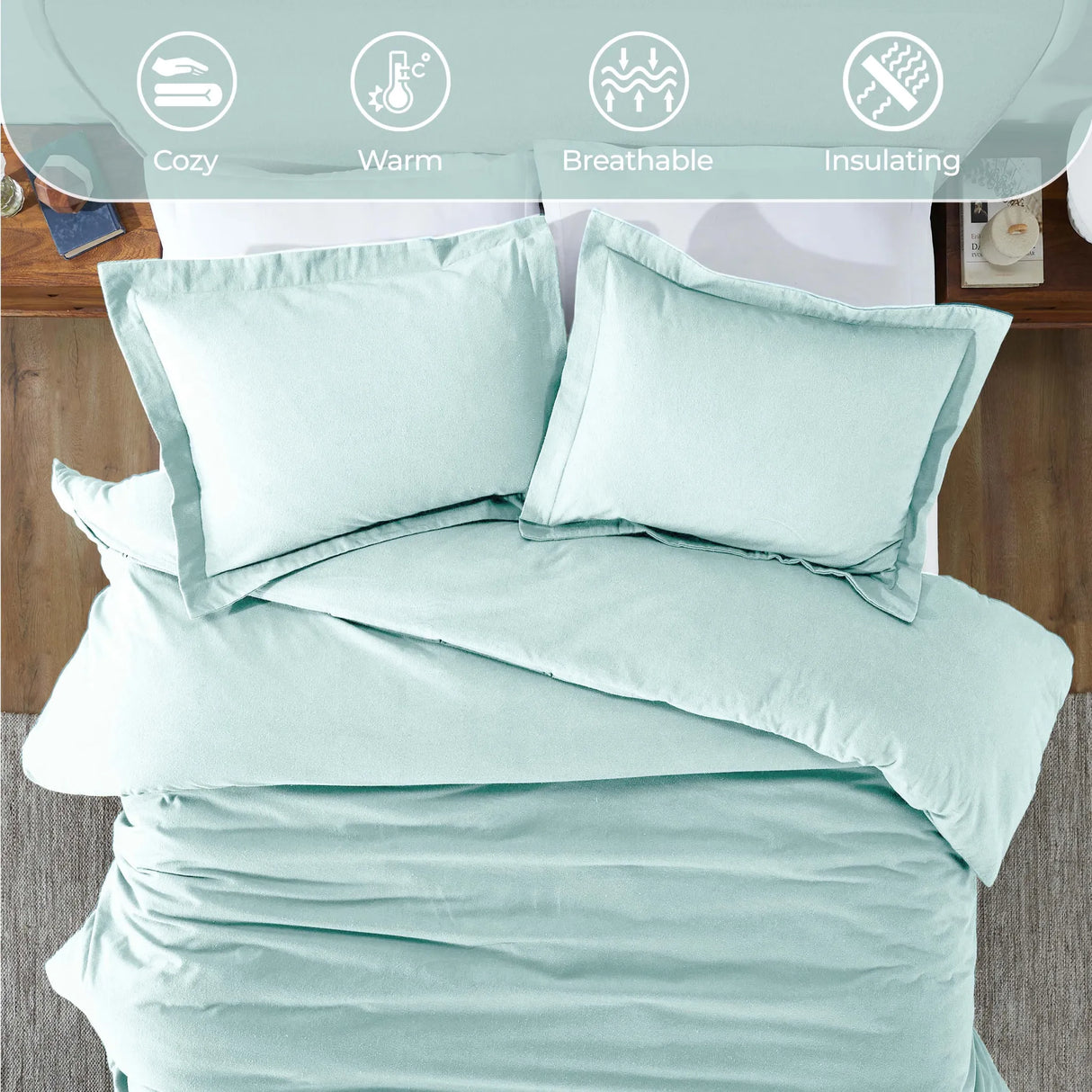 Flannel Cotton Modern Solid Fuzzy Duvet Cover Set With Pillow Shams - Duvet Cover Set by Superior Brand