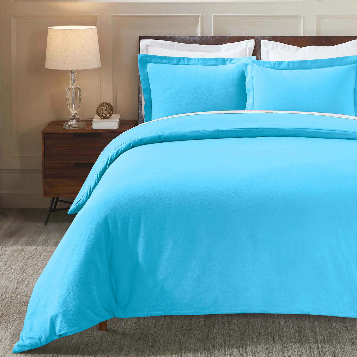 Flannel Cotton Modern Solid Fuzzy Duvet Cover Set With Pillow Shams - Duvet Cover Set by Superior Brand