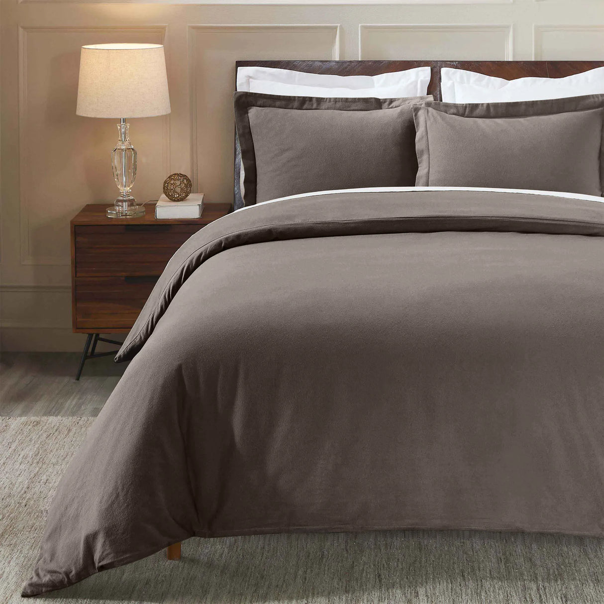Flannel Cotton Modern Solid Fuzzy Duvet Cover Set With Pillow Shams - Duvet Cover Set by Superior Brand