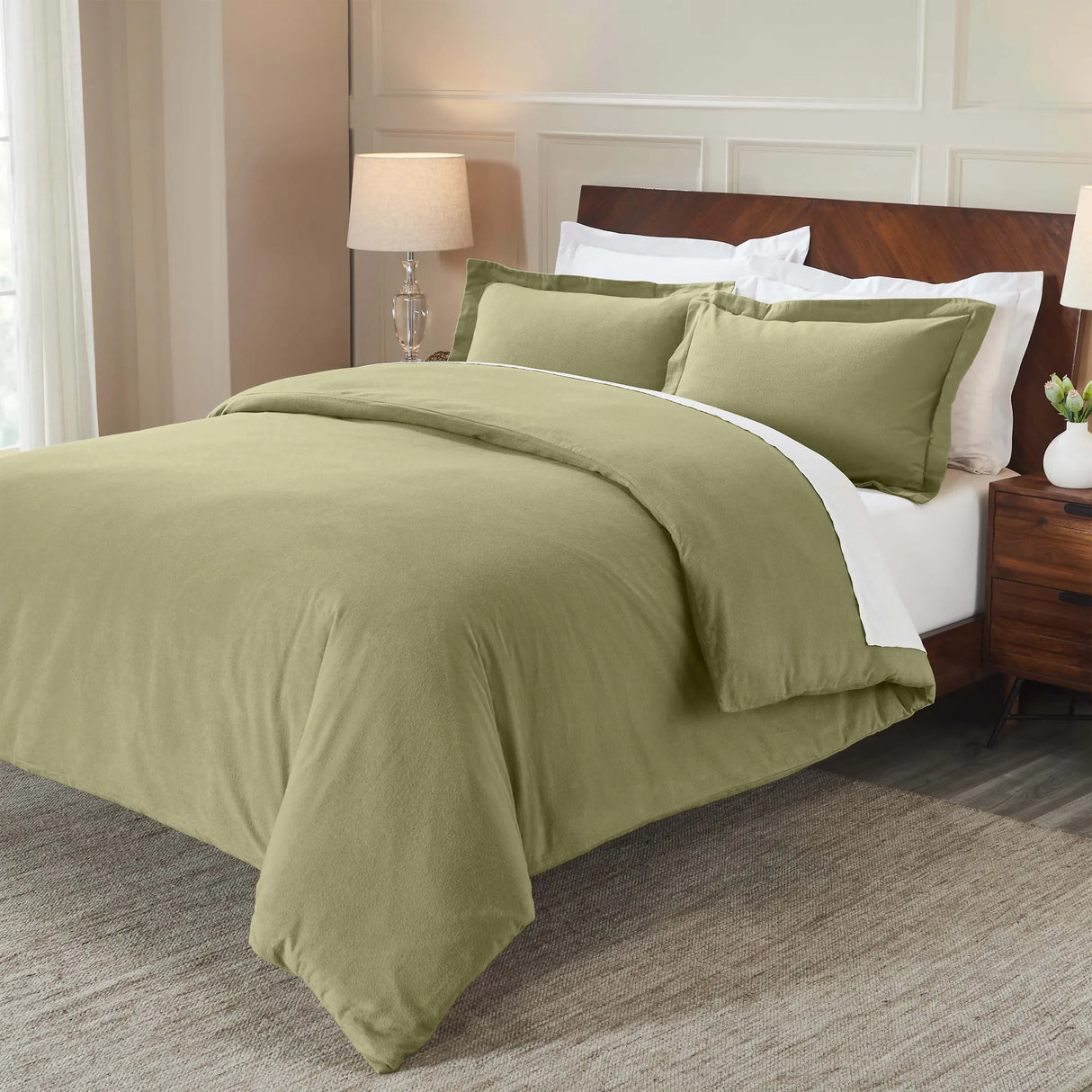 Flannel Cotton Modern Solid Fuzzy Duvet Cover Set With Pillow Shams - Duvet Cover Set by Superior Brand