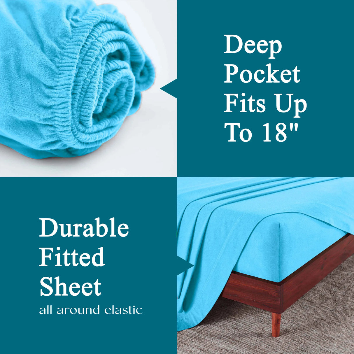 100% Cotton Flannel Solid Deep Pocket Bed Sheet Set - Sheet Set by Superior Brand