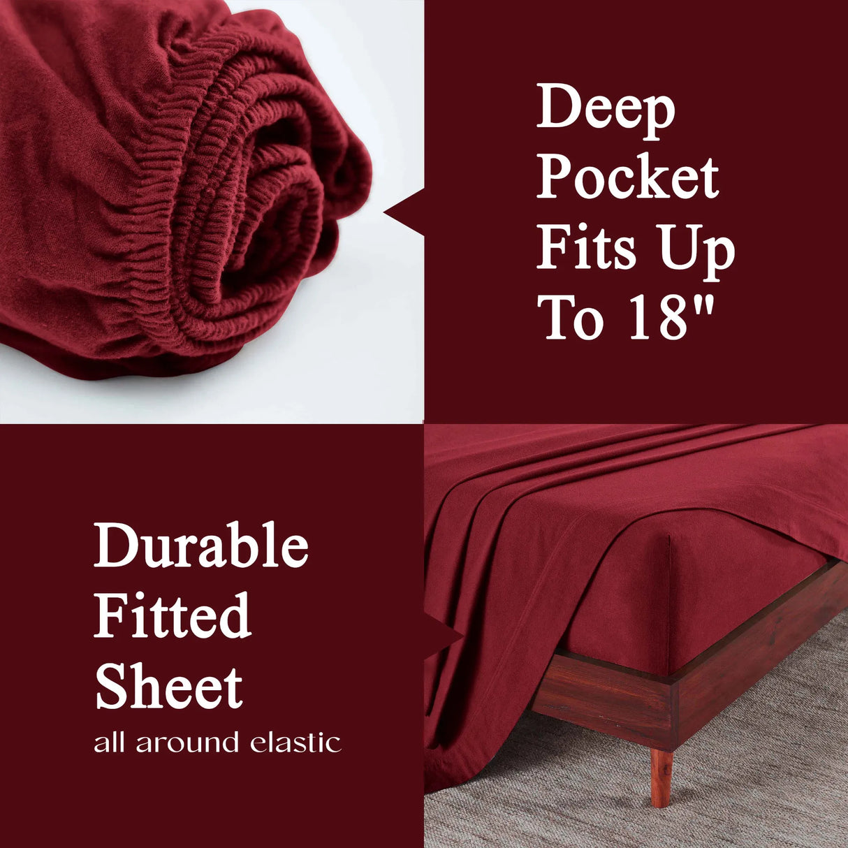 100% Cotton Flannel Solid Deep Pocket Bed Sheet Set - Sheet Set by Superior Brand