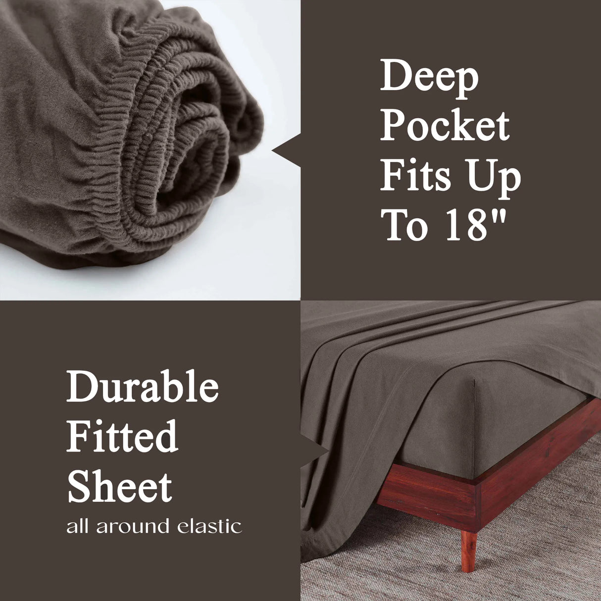 100% Cotton Flannel Solid Deep Pocket Bed Sheet Set - Sheet Set by Superior Brand