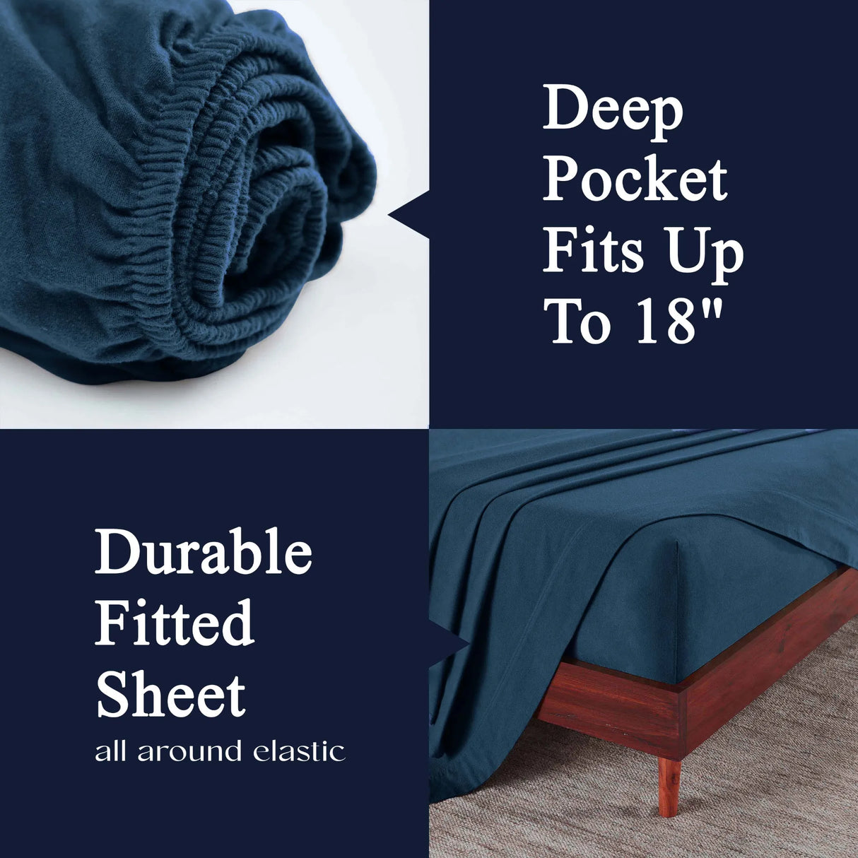 100% Cotton Flannel Solid Deep Pocket Bed Sheet Set - Sheet Set by Superior Brand