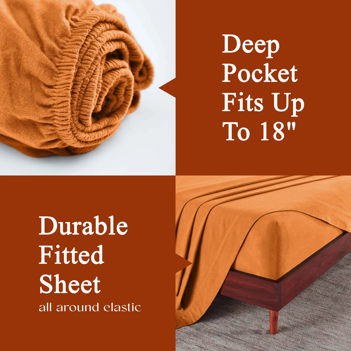 100% Cotton Flannel Solid Deep Pocket Bed Sheet Set - Sheet Set by Superior Brand