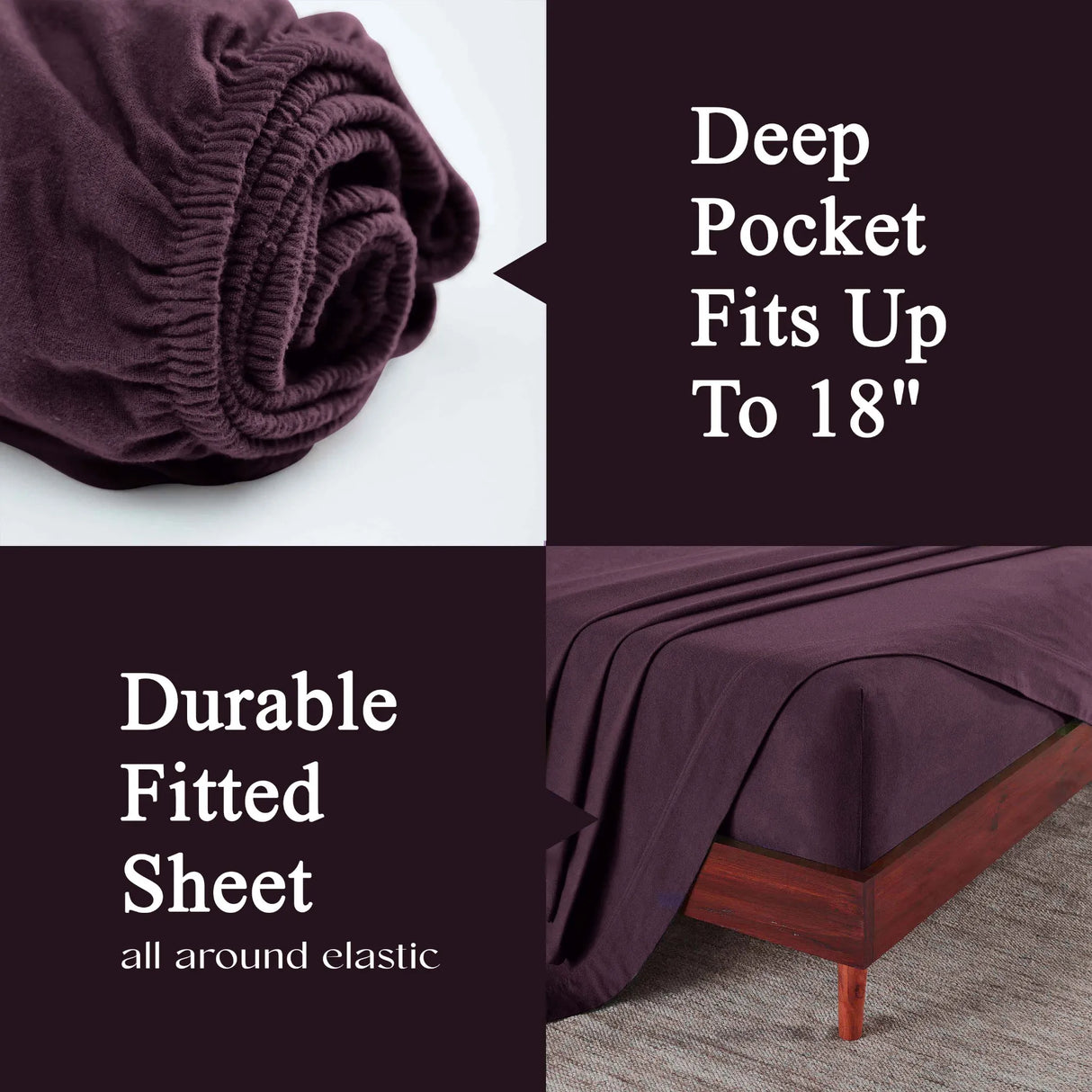 100% Cotton Flannel Solid Deep Pocket Bed Sheet Set - Sheet Set by Superior Brand