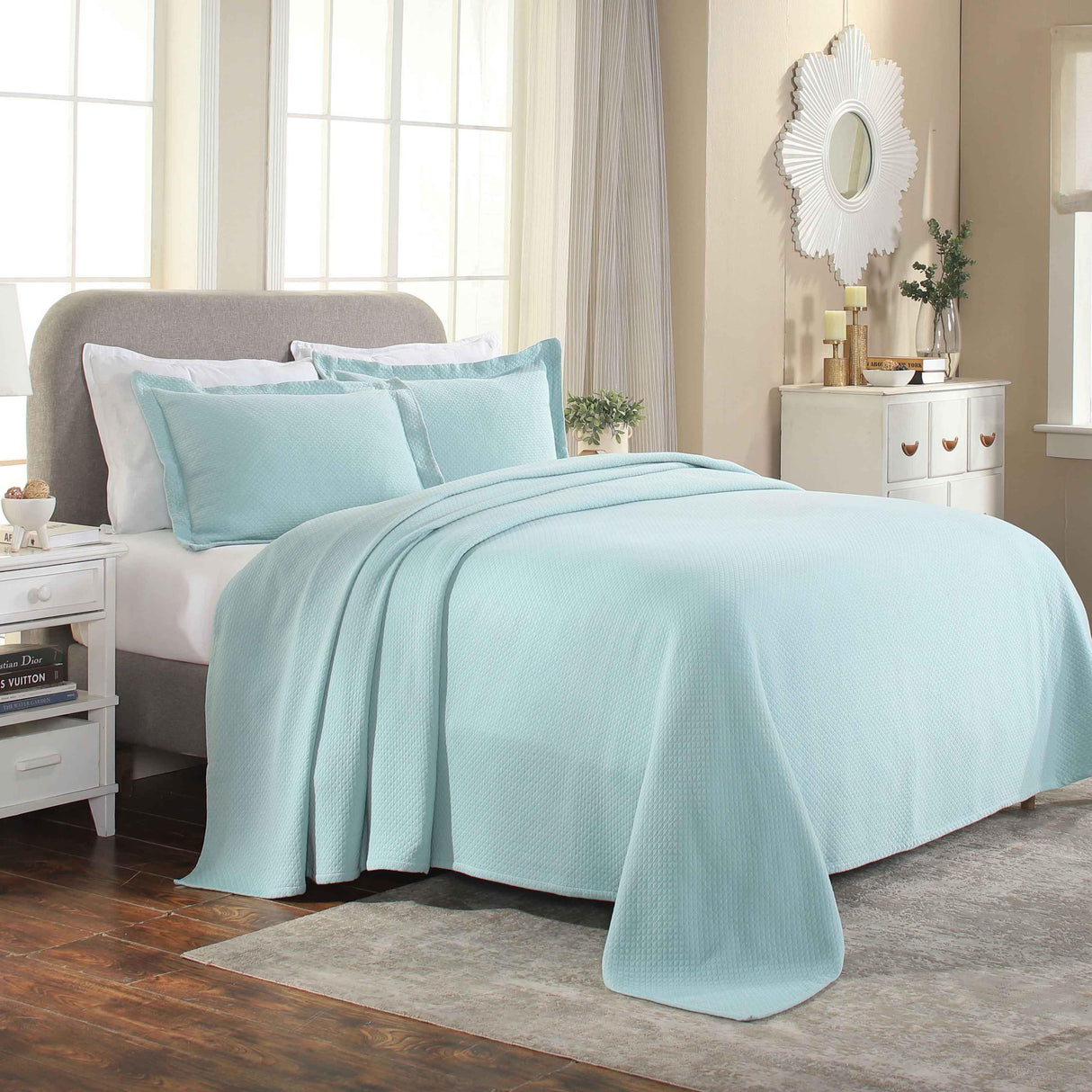 Solitaire Jacquard Matelassé Cotton Diamond Solitaire Bedspread Set - Bedspread by Superior Brand