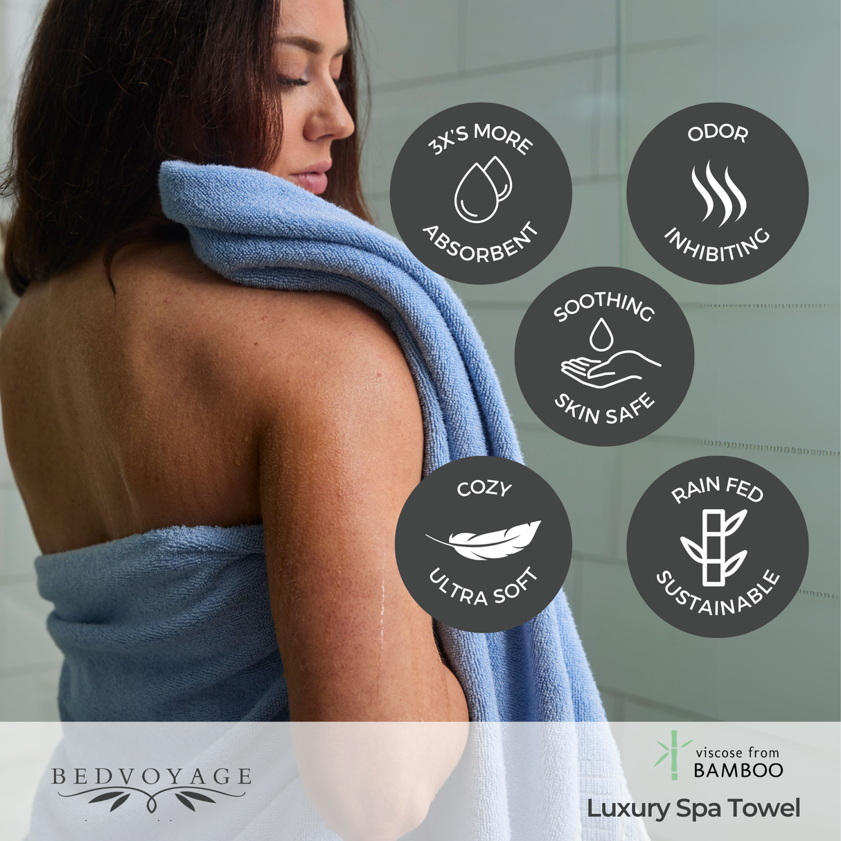 Bamboo Cotton Spa Bath Towel - Viscose from Bamboo + Cotton - Ocean by BedVoyage