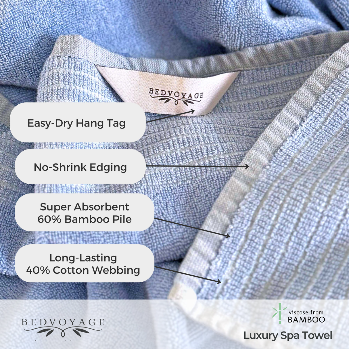 Bamboo Cotton Spa Bath Towel - Viscose from Bamboo + Cotton - Ocean by BedVoyage