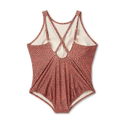 Spotted Print High Neck Ruched Full Coverage One Piece Swimsuit - Kona Sol
