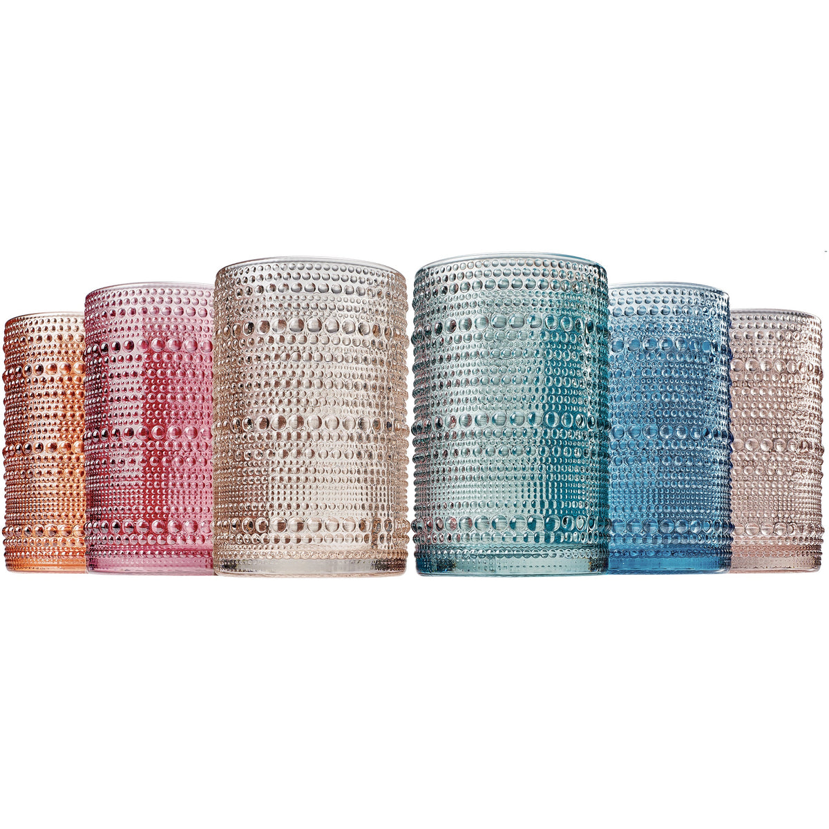 Tonal Hobnail Highball Glassware, Spring, Set of 6