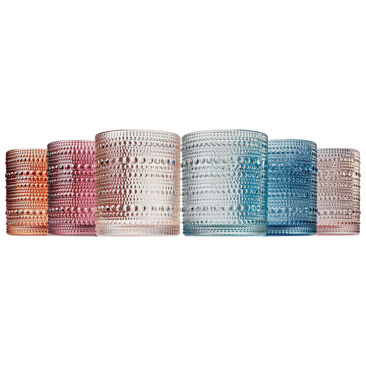 Tonal Hobnail Lowball Glassware, Spring, Set of 6