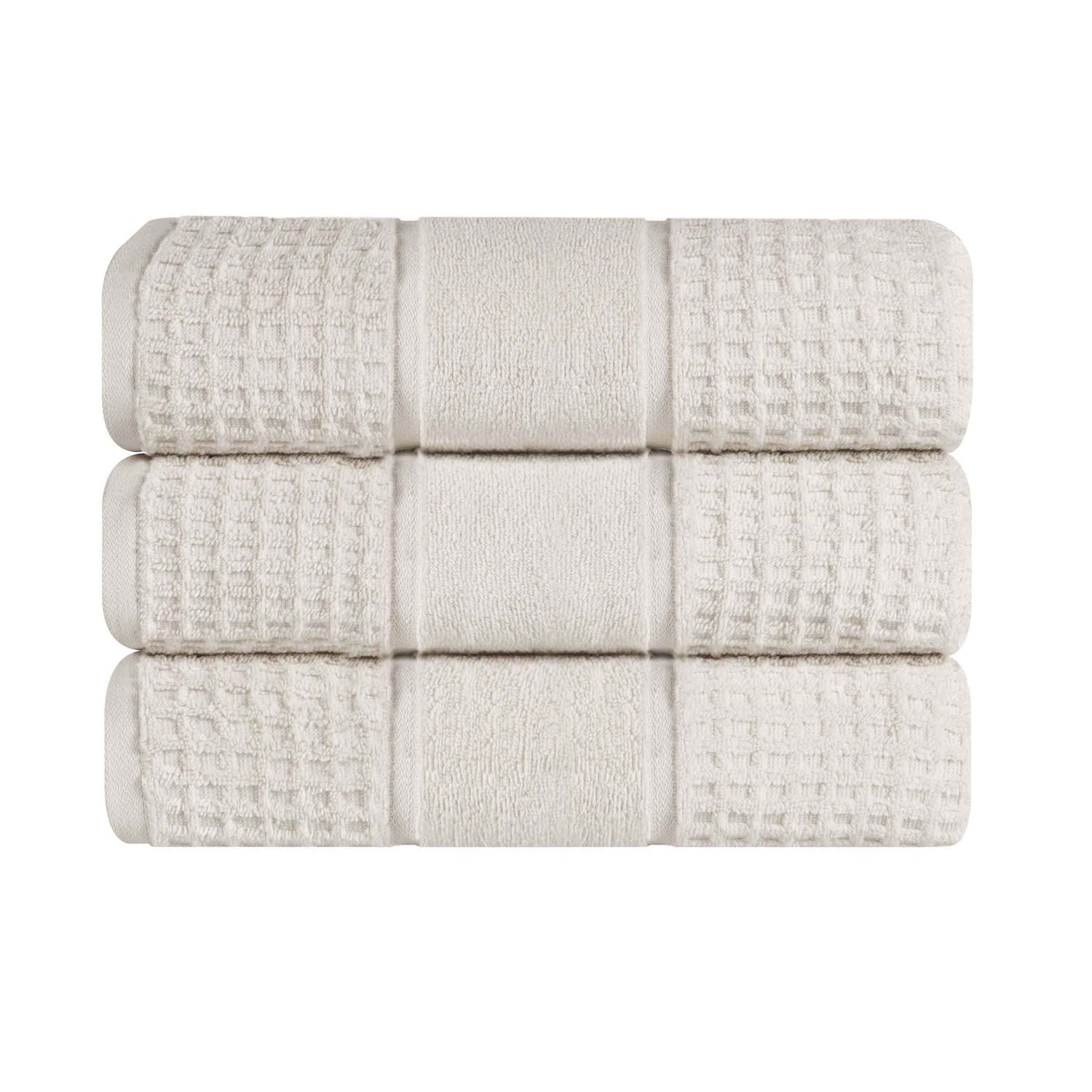 Napa Zero Twist Cotton Solid Waffle Honeycomb Bath Towel Set of 3 - Bath Towel by Superior Brand
