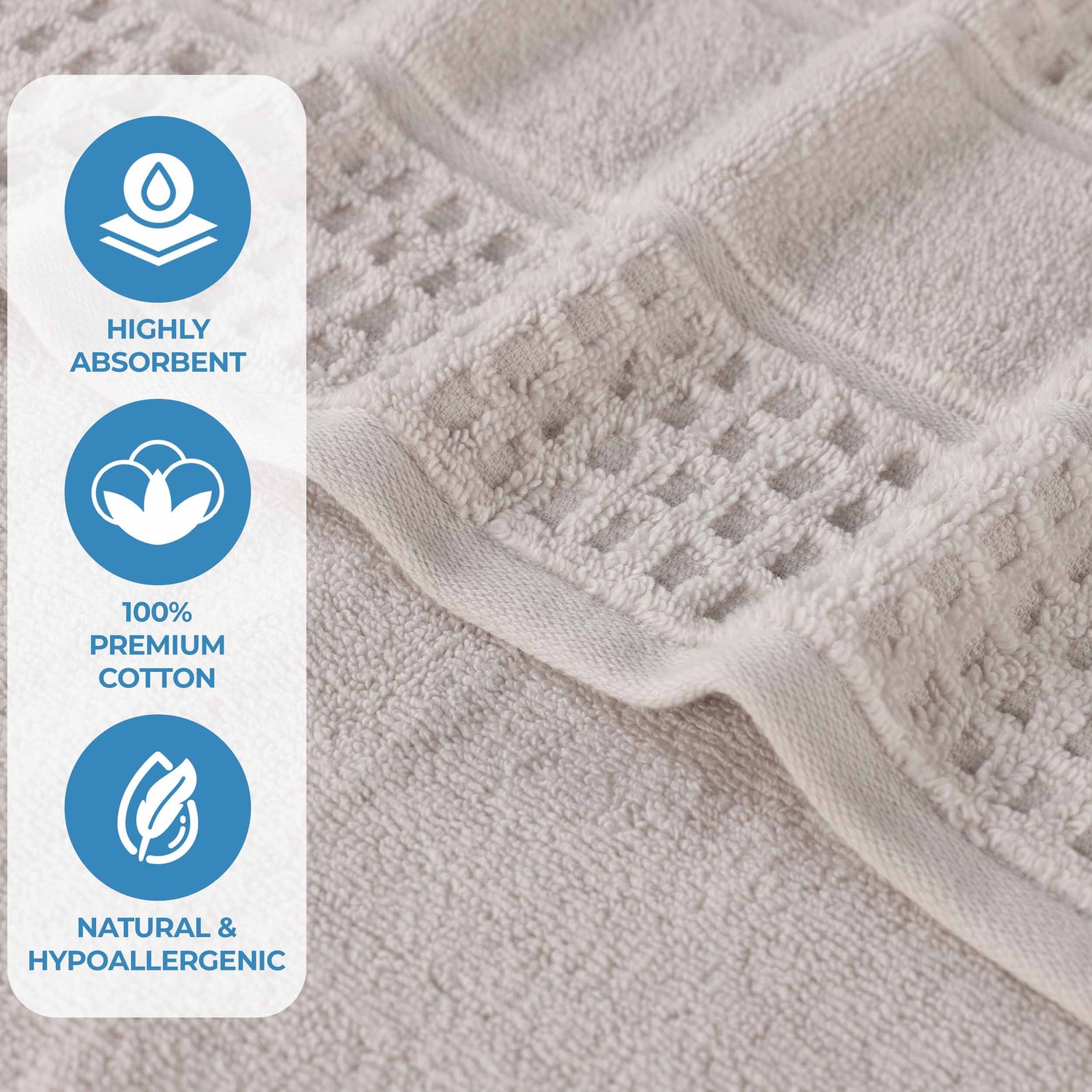 Napa Zero Twist Cotton Solid Waffle Honeycomb Bath Towel Set of 3 - Bath Towel by Superior Brand