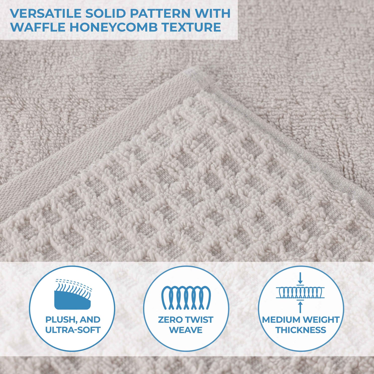 Napa Zero Twist Cotton Solid Waffle Honeycomb Bath Towel Set of 3 - Bath Towel by Superior Brand