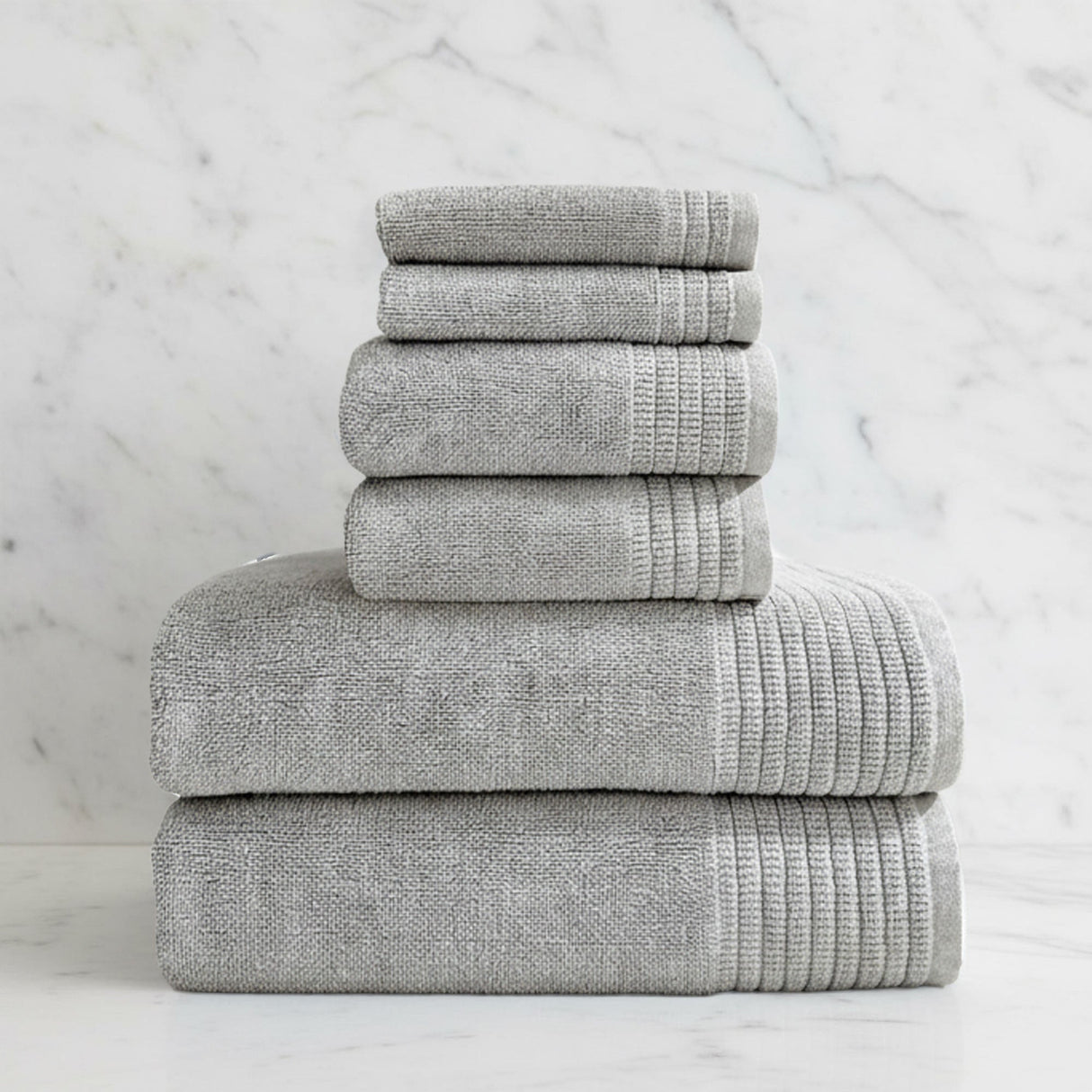 Bamboo Cotton Spa Towel Set - Viscose from Bamboo + Cotton - 6pc Set - Stone by BedVoyage