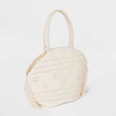 Straw Fringe Tote Handbag - Shade & Shore