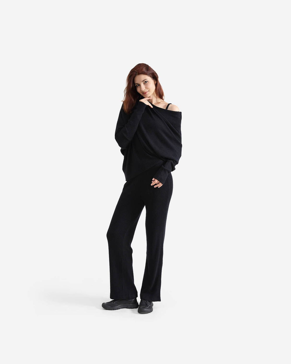 Cloud Knit Asymmetrical Long Sleeve Top