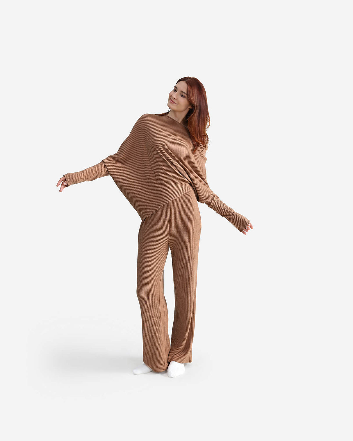 Cloud Knit Asymmetrical Long Sleeve Top