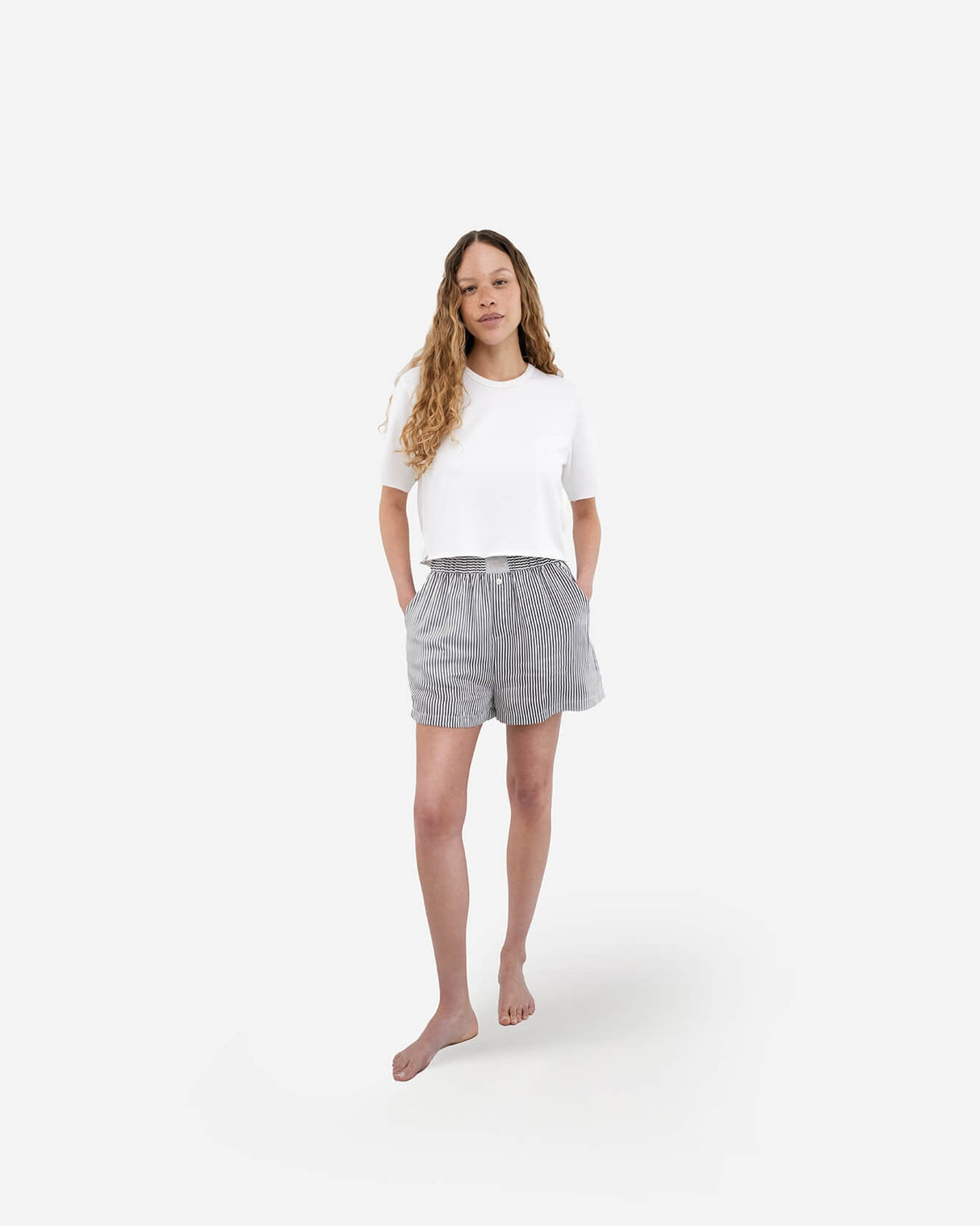 Silky Lyocell Striped Boxer Shorts