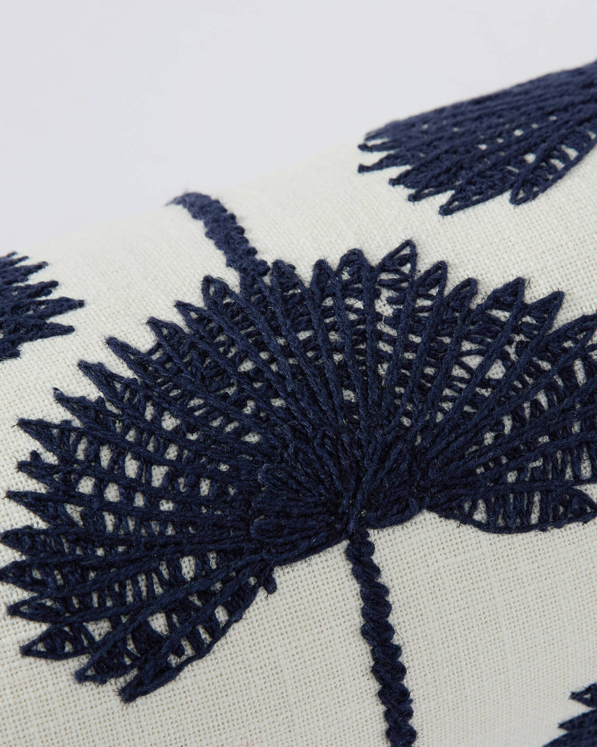 Palm Leaf Embroidered Bolster Pillow
