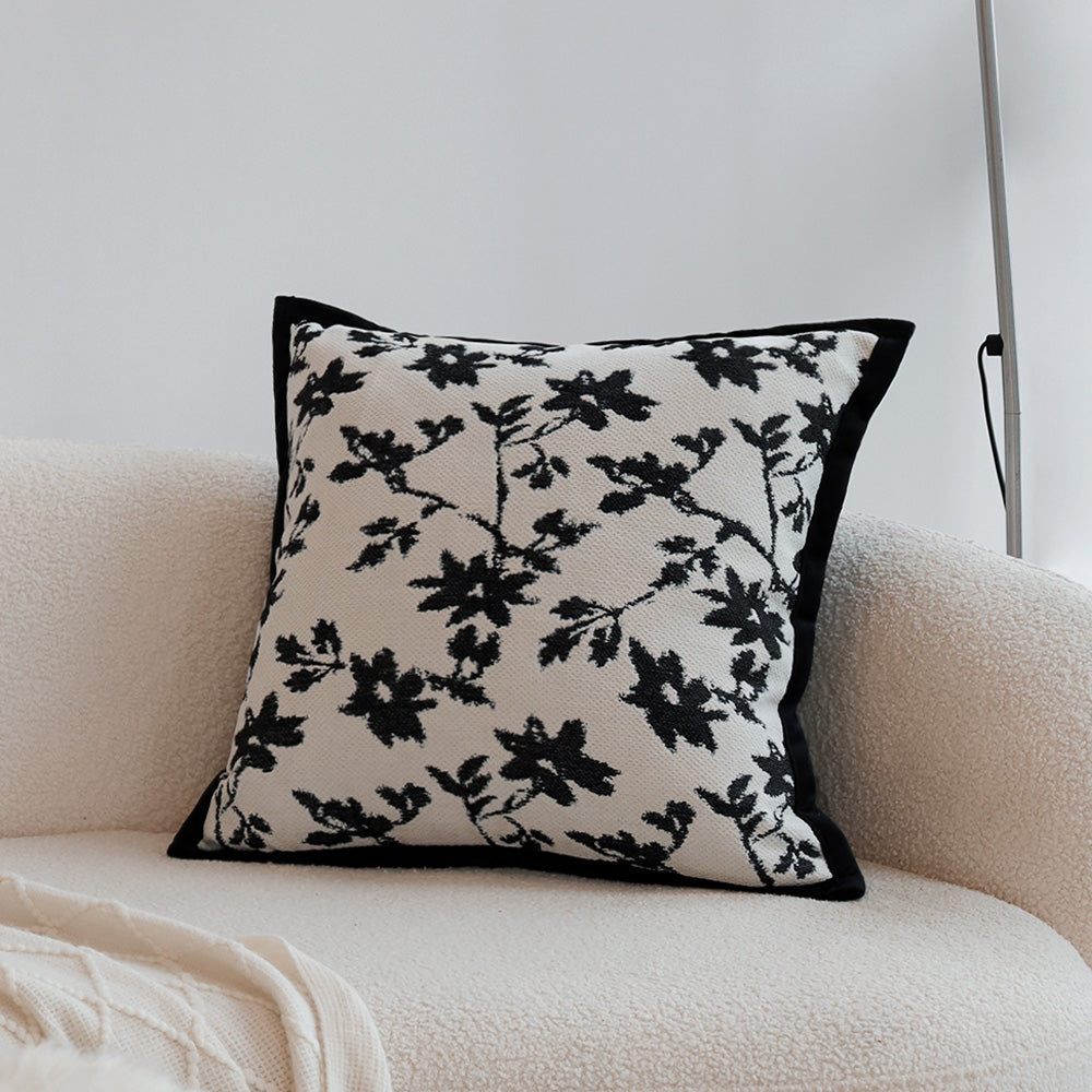 textured embroidery, subtle floral throw pillows Pack of 2 of 18"x18" with 450g insert