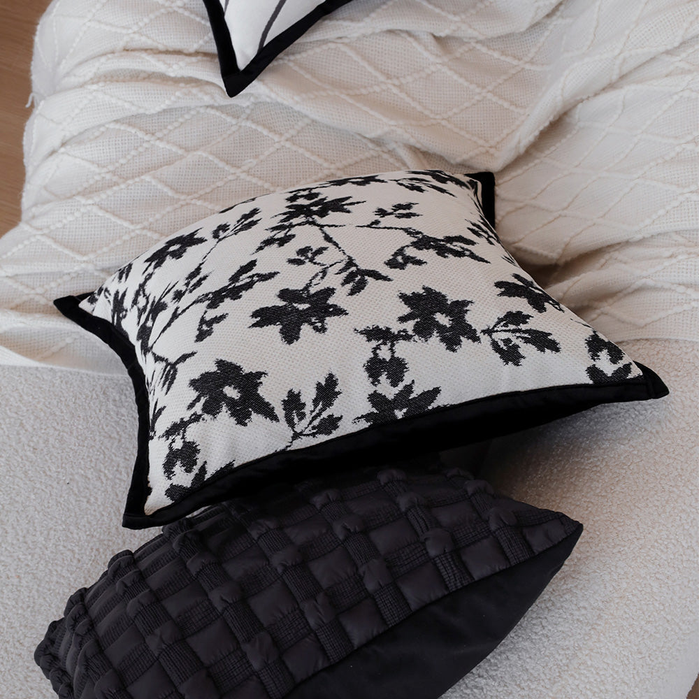 textured embroidery, subtle floral throw pillows Pack of 2 of 18"x18" with 450g insert