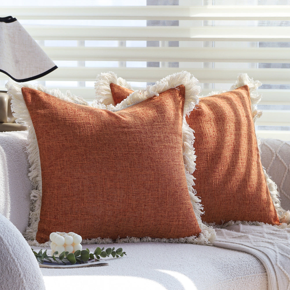 Boho-chic style lumbar throw pillow covers Pack of 2 size 12"x20" and 18"x18"