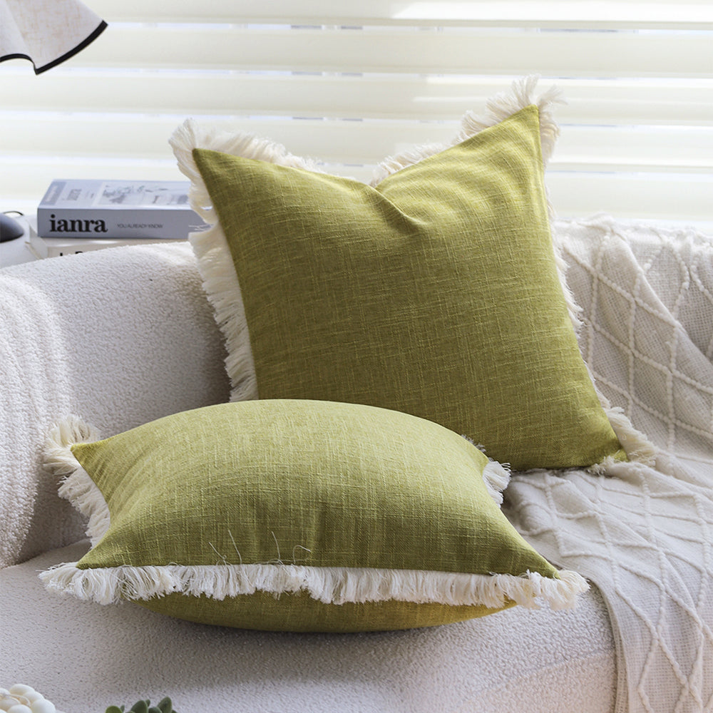 Boho-chic style lumbar throw pillow covers Pack of 2 size 12"x20" and 18"x18"