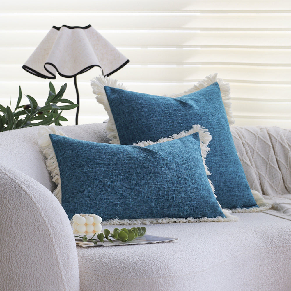 boho-chic style lumbar throw pillow covers Pack of 1 of 12"x20" and 1 of 18"x18"