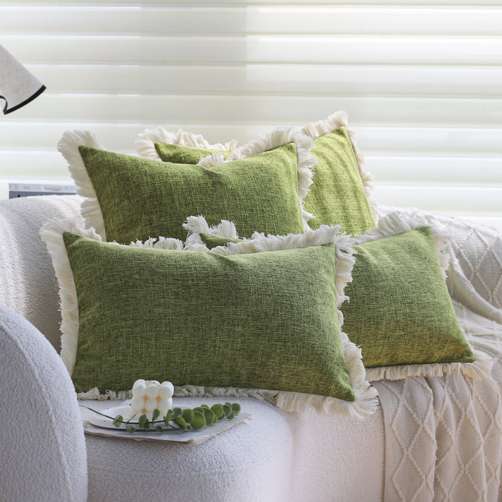 boho-chic style lumbar throw pillow covers and inserts Pack of 1 of 12"x20" and 1 of 18"x18"