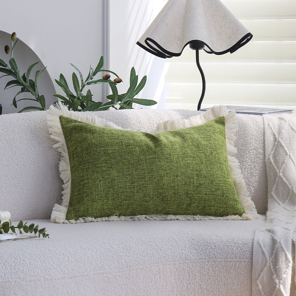 boho-chic style lumbar throw pillow covers and inserts Pack of 1 of 12"x20" and 1 of 18"x18"